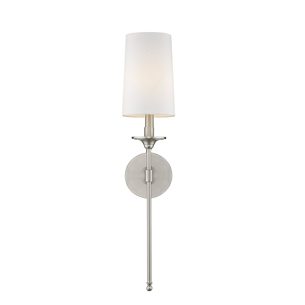 Emily 1 Light Wall Sconce, Brushed Nickel & White